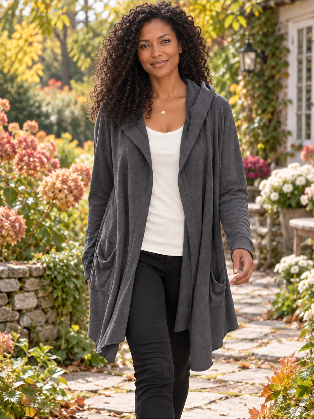 Barefoot Dreams CozyChic Ultra Lite Hooded Cardigan XL Charcoal